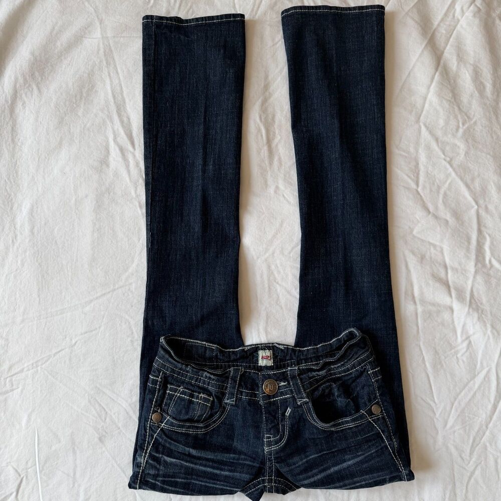 Y2K H2J Low Rise Bootcut Jeans Dark Wash Studded Pocket - Size 1/